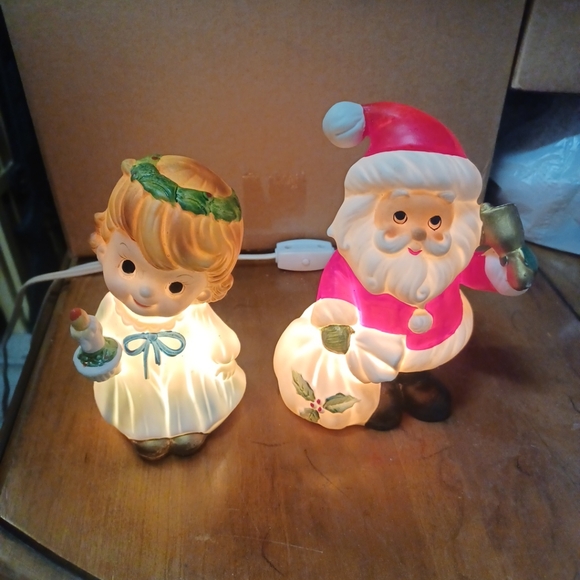 Vintage christmas ceramic light up angel santa clause - Picture 2 of 3